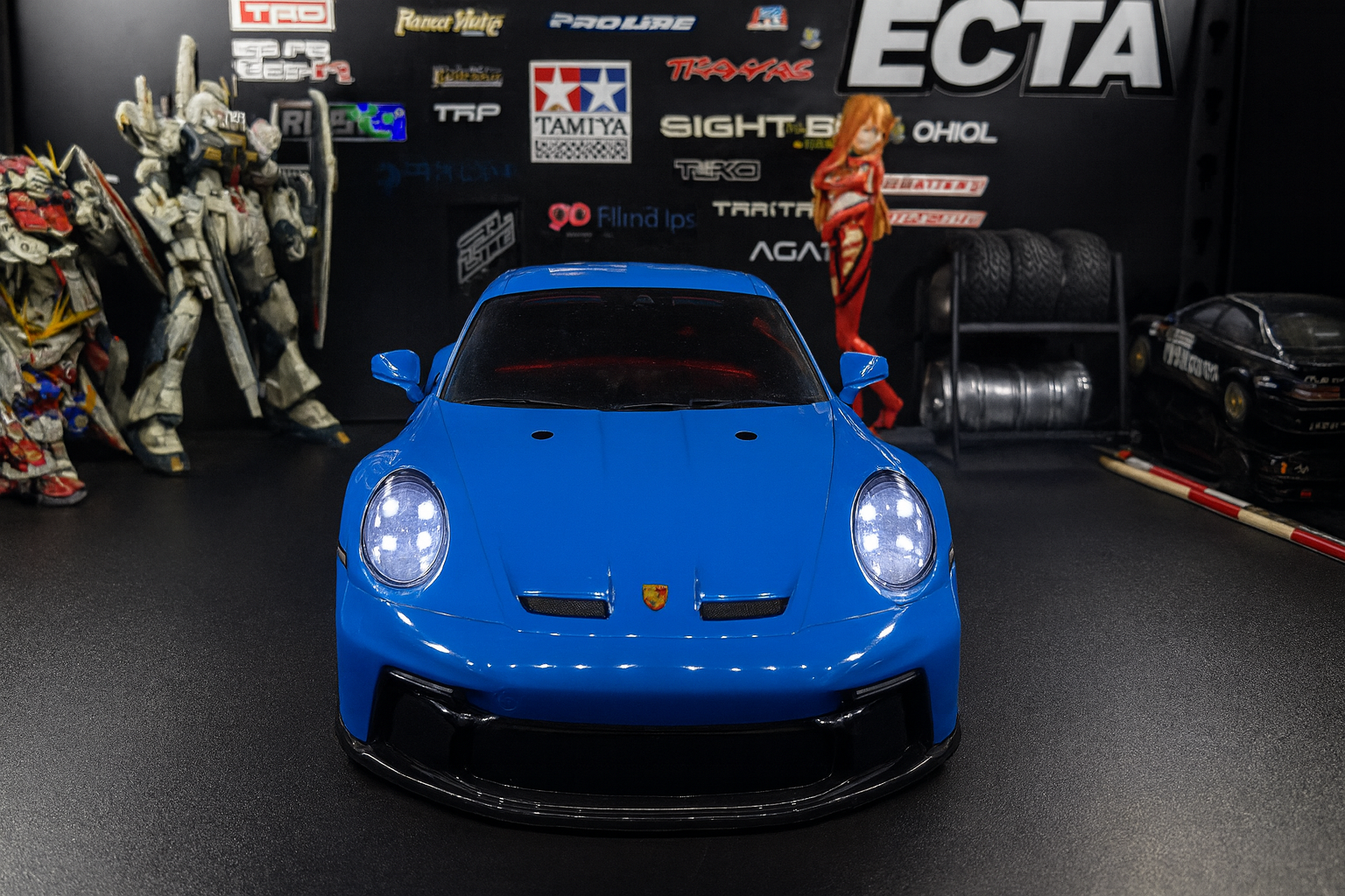 TAMIYA 1/10 Porsche 911 GT3 (992) — Blue Body Shell Only w/ Realistic Working Headlights