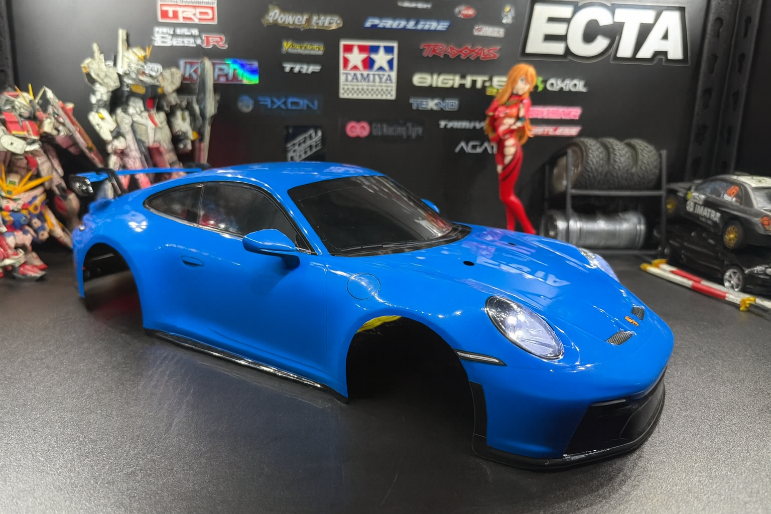 TAMIYA 1/10 Porsche 911 GT3 (992) — Blue Body Shell Only w/ Realistic Working Headlights