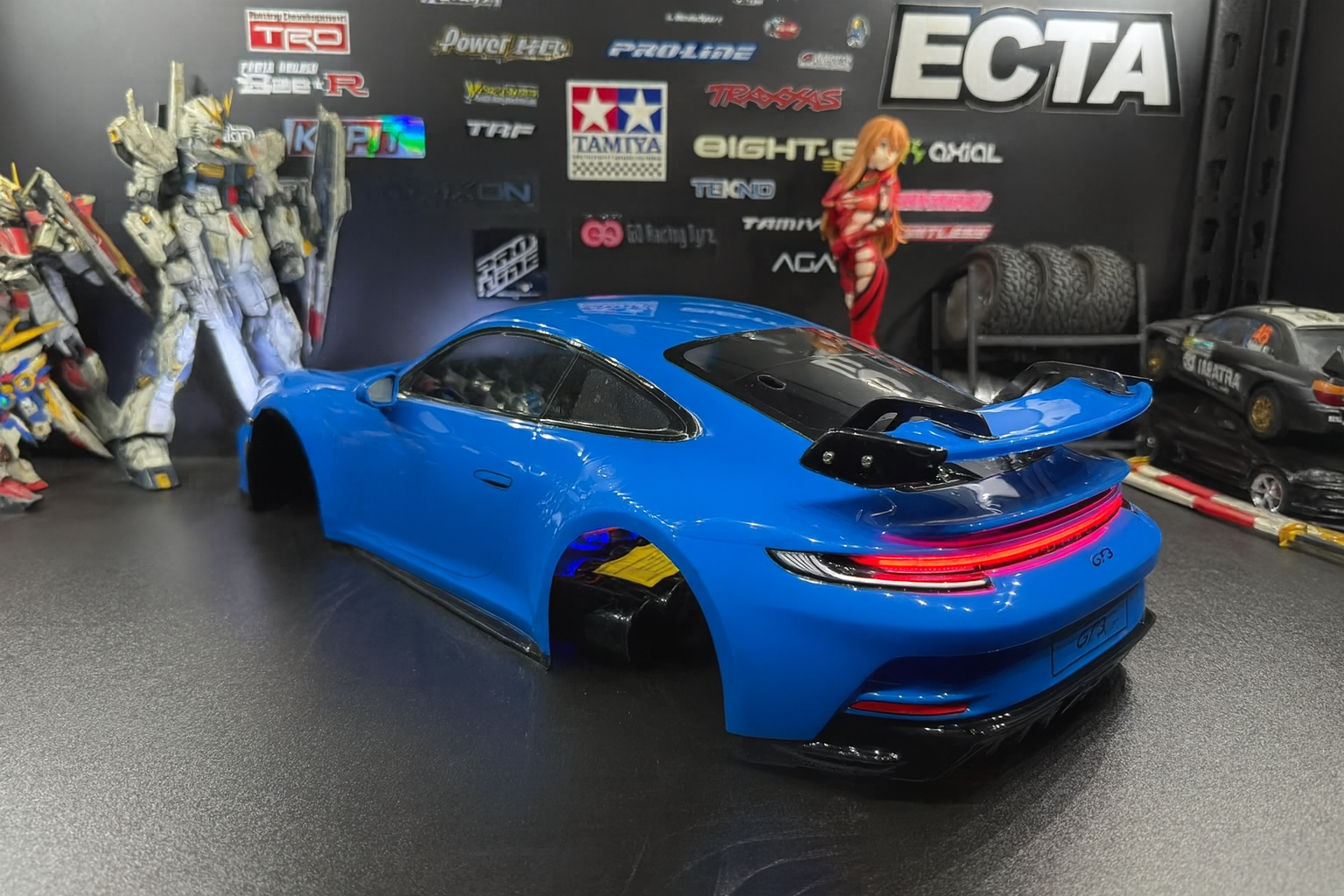 TAMIYA 1/10 Porsche 911 GT3 (992) — Blue Body Shell Only w/ Realistic Working Headlights