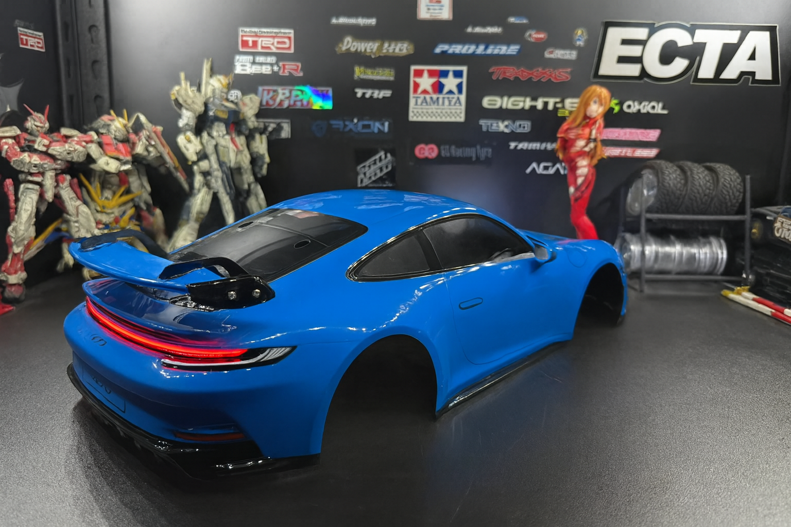 TAMIYA 1/10 Porsche 911 GT3 (992) — Blue Body Shell Only w/ Realistic Working Headlights