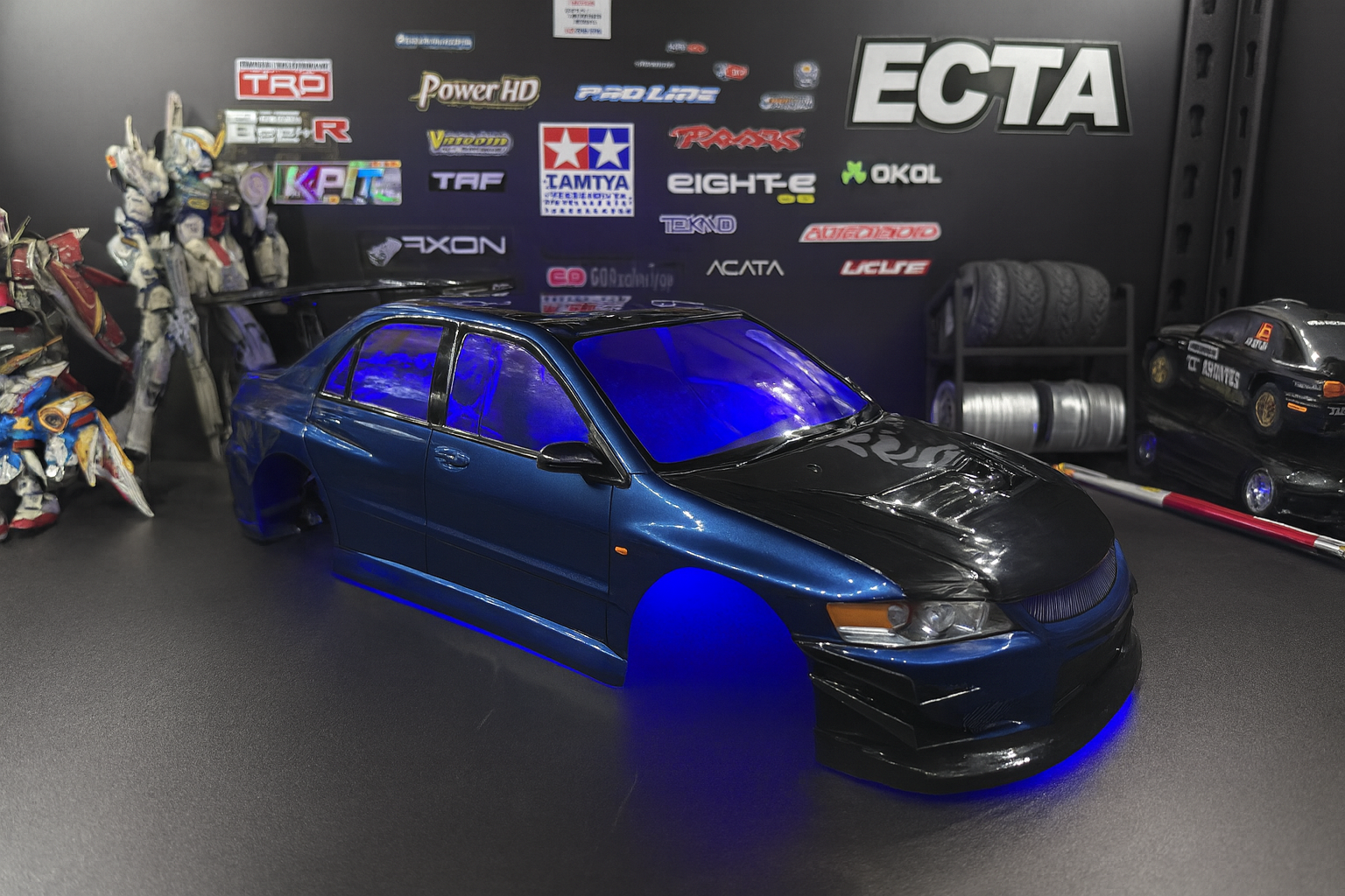 1/10 Mitsubishi Evolution 9 Widebody Drift & On-Road RC Car Body Shell – Deep Metallic Blue with LED Lights