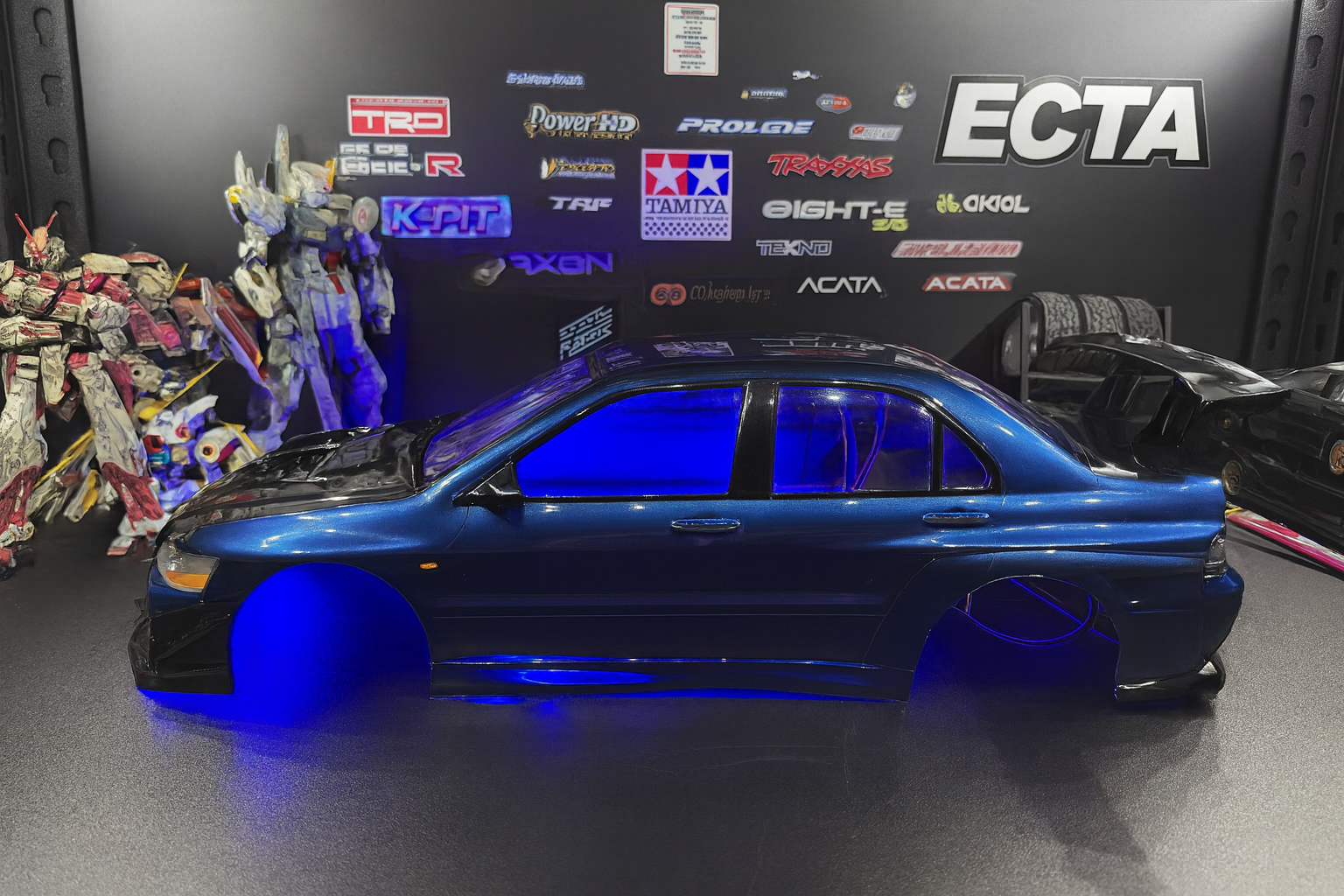 1/10 Mitsubishi Evolution 9 Widebody Drift & On-Road RC Car Body Shell – Deep Metallic Blue with LED Lights