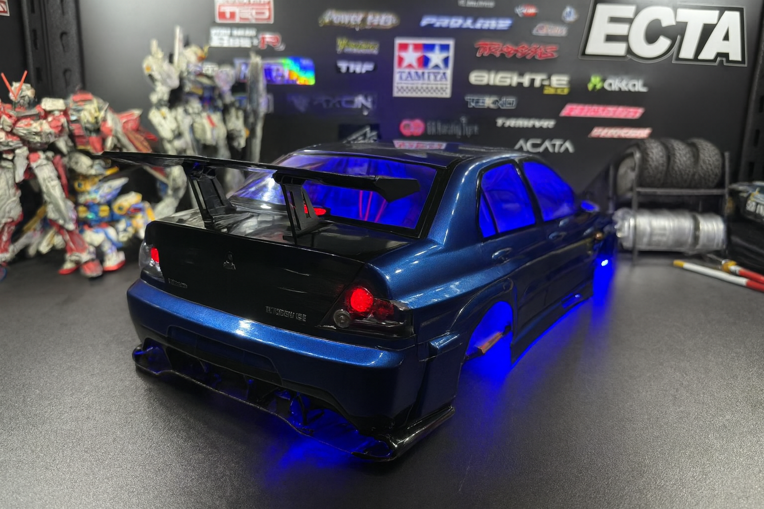 1/10 Mitsubishi Evolution 9 Widebody Drift & On-Road RC Car Body Shell – Deep Metallic Blue with LED Lights