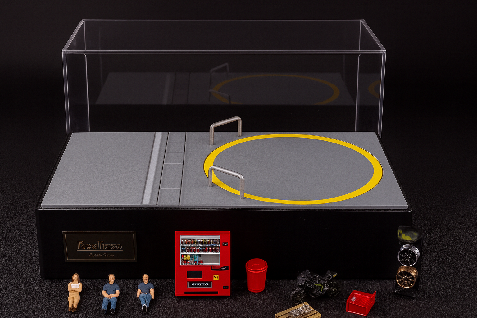 1/64 Scale Rotating Parking Garage Display Platform – Fast & Furious Tokyo Drift Inspired | Standard & Upgraded LED Versions