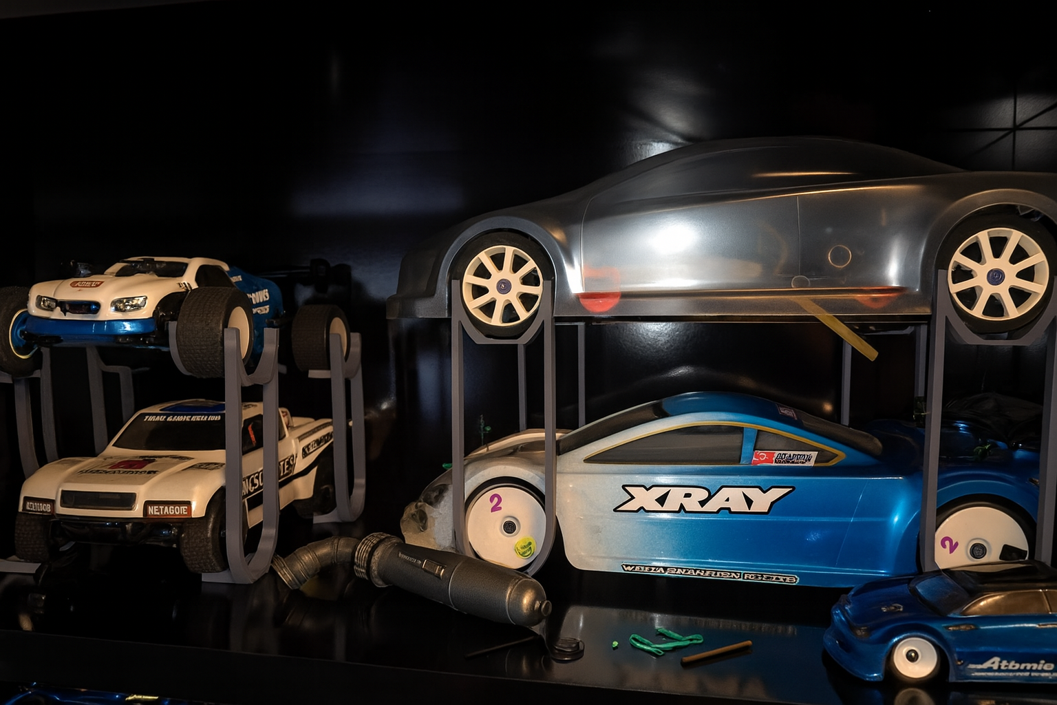 RC Car Maintenance & Display Stand – Foldable Storage Base | 1/10 Touring, Rally, Drift | TAMIYA, Kyosho, XRAY Compatible