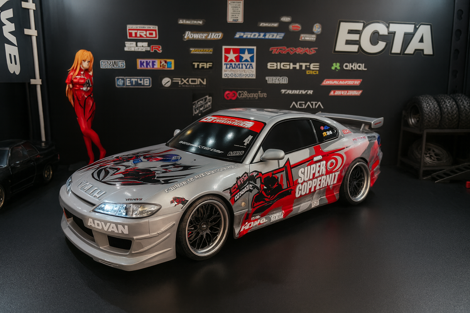 Tamiya Nismo Coppermix Silvia S15 — 1/10 RC Drift Car Body with LED Lights