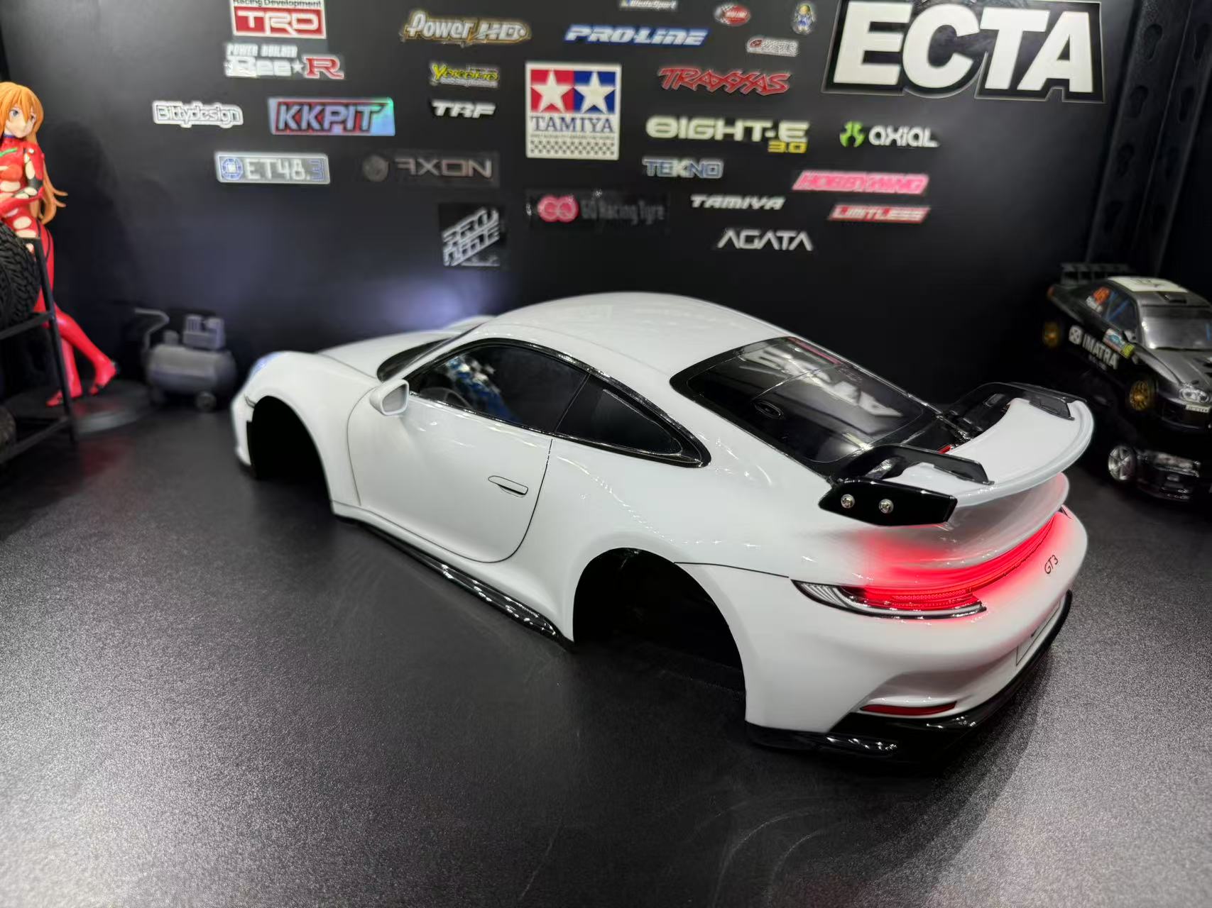 TAMIYA 1/10 Porsche 911 GT3 (992) —  White Body Shell Only w/ Realistic Working Headlights